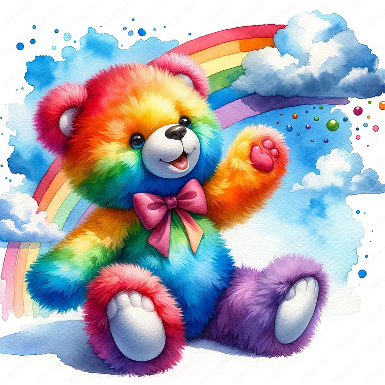 Rainbow Bear 30*30CM (Canvas) Full Round Drill Diamond Painting gbfke