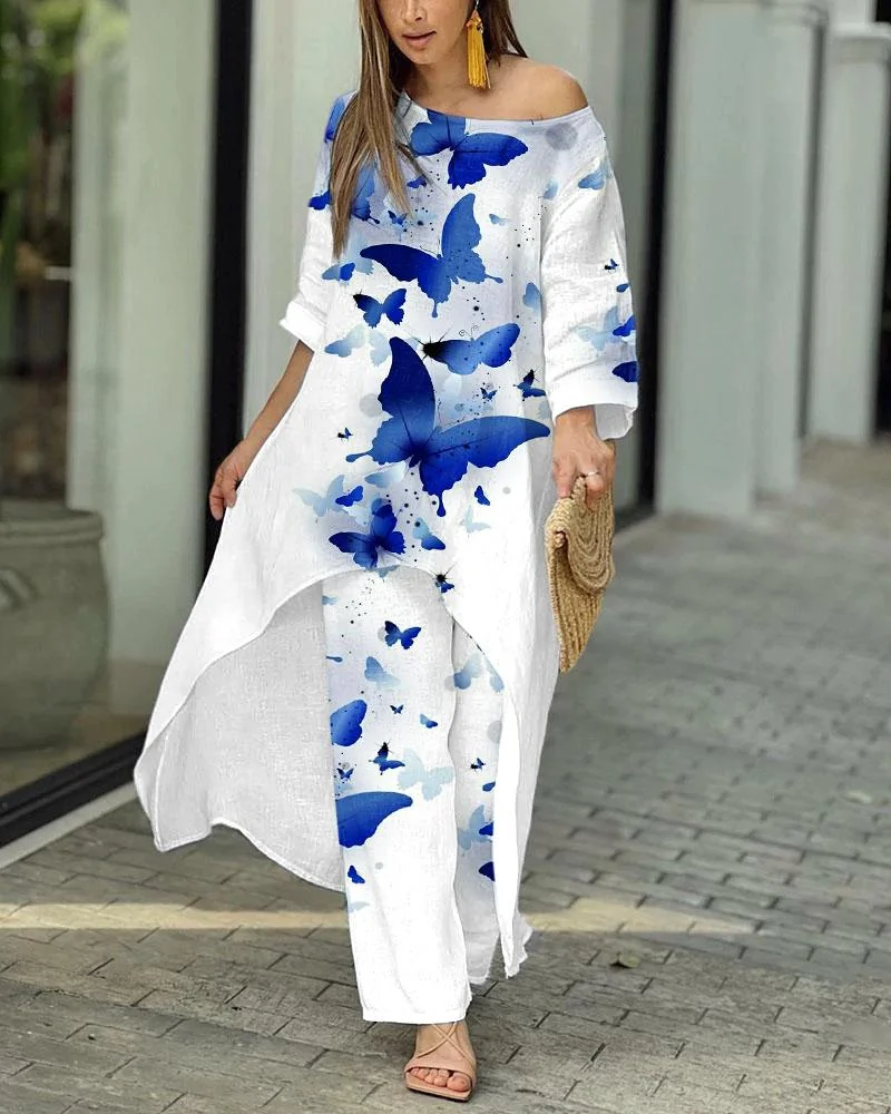 Women's Casual Printing Two Piece Suit