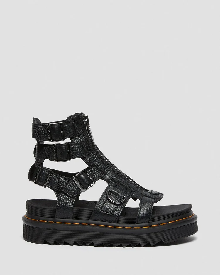 OLSON ZIPPED LEATHER STRAP SANDALS