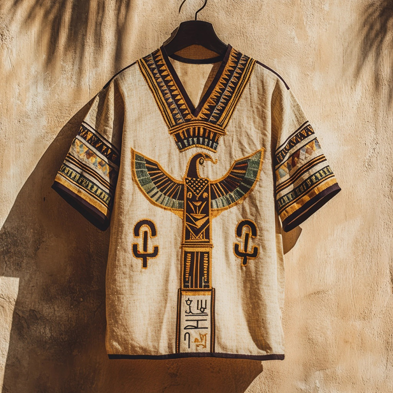 Ancient Egyptian Inspired Graphic Cozy Linen T Shirt