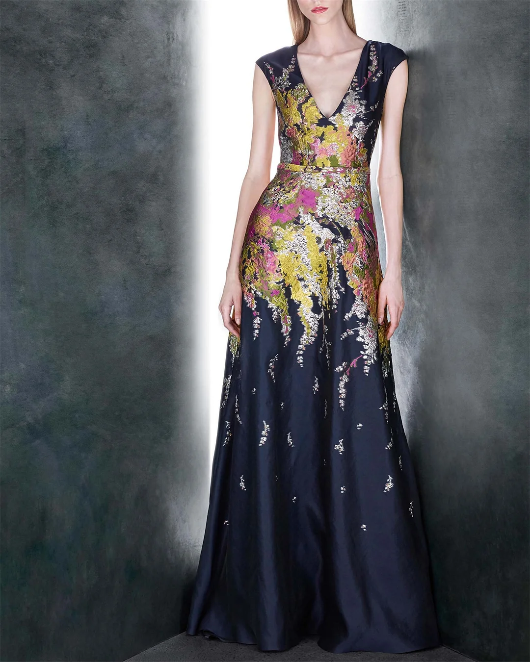 Women's V-neck Embroidery Print Dress