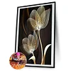 >SALE<Full Round Drill Diamond Painting 5D Black Gold Flowers Poster Kit (B4134)