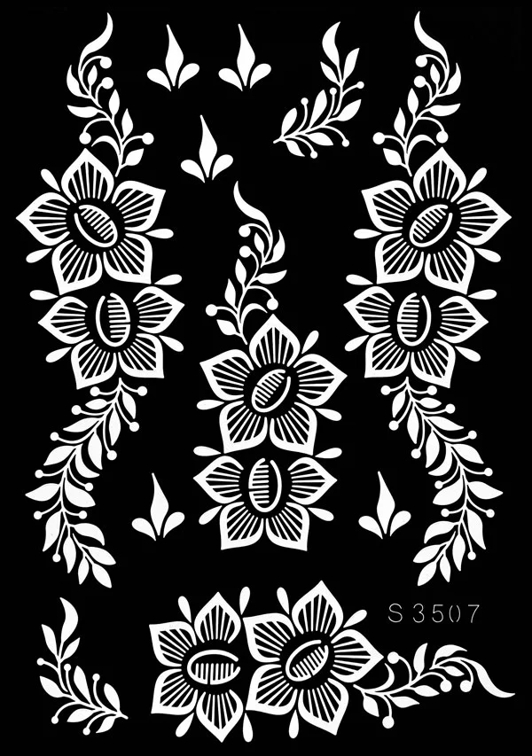 Sdrawing Drawing Henna Template for Hand Henna Tattoo Stencil Flower Tattoo Design for Women Wedding Festival Party Tatoo Tools