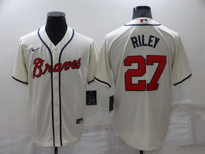 Men's Atlanta Braves Austin Riley #27 Beige Replica Player Jersey mysite
