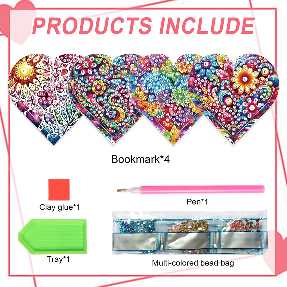 8 pcs Flower Women Diamond Painting Bookmarks Diamond Art Book Corner Kit