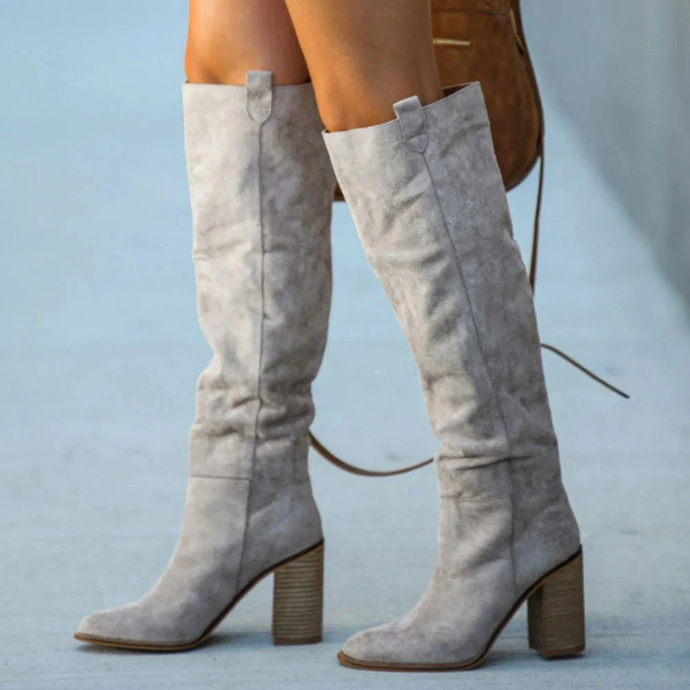 Breakj On Sale Top Quality Female Cowgirls Zipper Ridding Boots For Women Chunky Heels Fashion Vintage Casual Walking Shoes