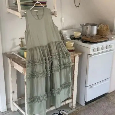 Llyge Spliced Fungus Vestidos Loose Round Neck Vestido Sleeveless Tank Dress Korean Casual Dresses Spring 2025 New Ropa Mujer llyge