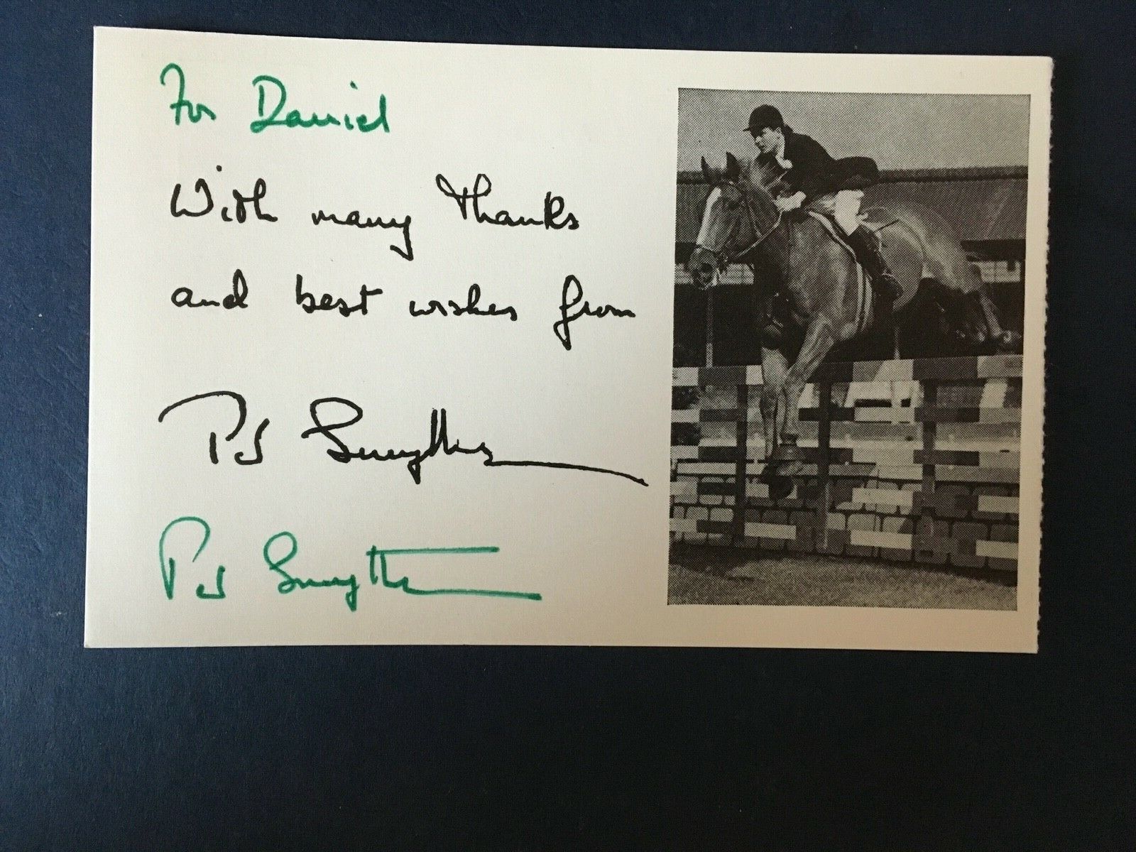 PAT SMYTHE - LATE GREAT BRITISH OLYMPIAN SHOW JUMPER - SIGNED Photo Poster painting CARD