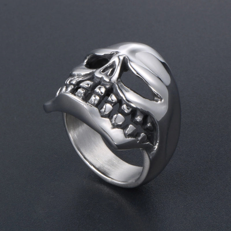 Hip-Hop Funny Rock Skull 304 Stainless Steel Polishing Halloween Men’s Rings