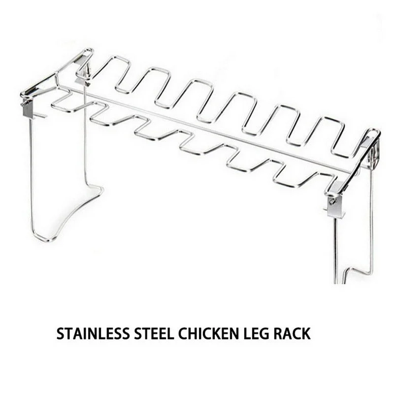 1DayShip Stainless Steel Chicken Wing Leg Rack Grill Holder Rack with Drip Pan for BBQ Multi-Purpose Chicken Leg Oven Grill Rack