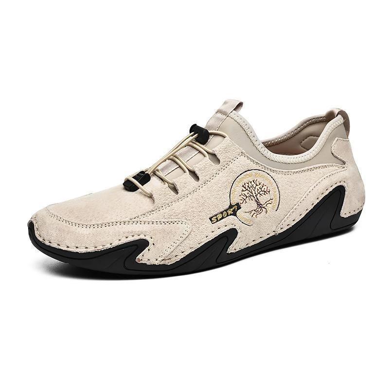 Men's Suede Leather Breathable Elastic Strap Driving Walking Shoes | ARKGET