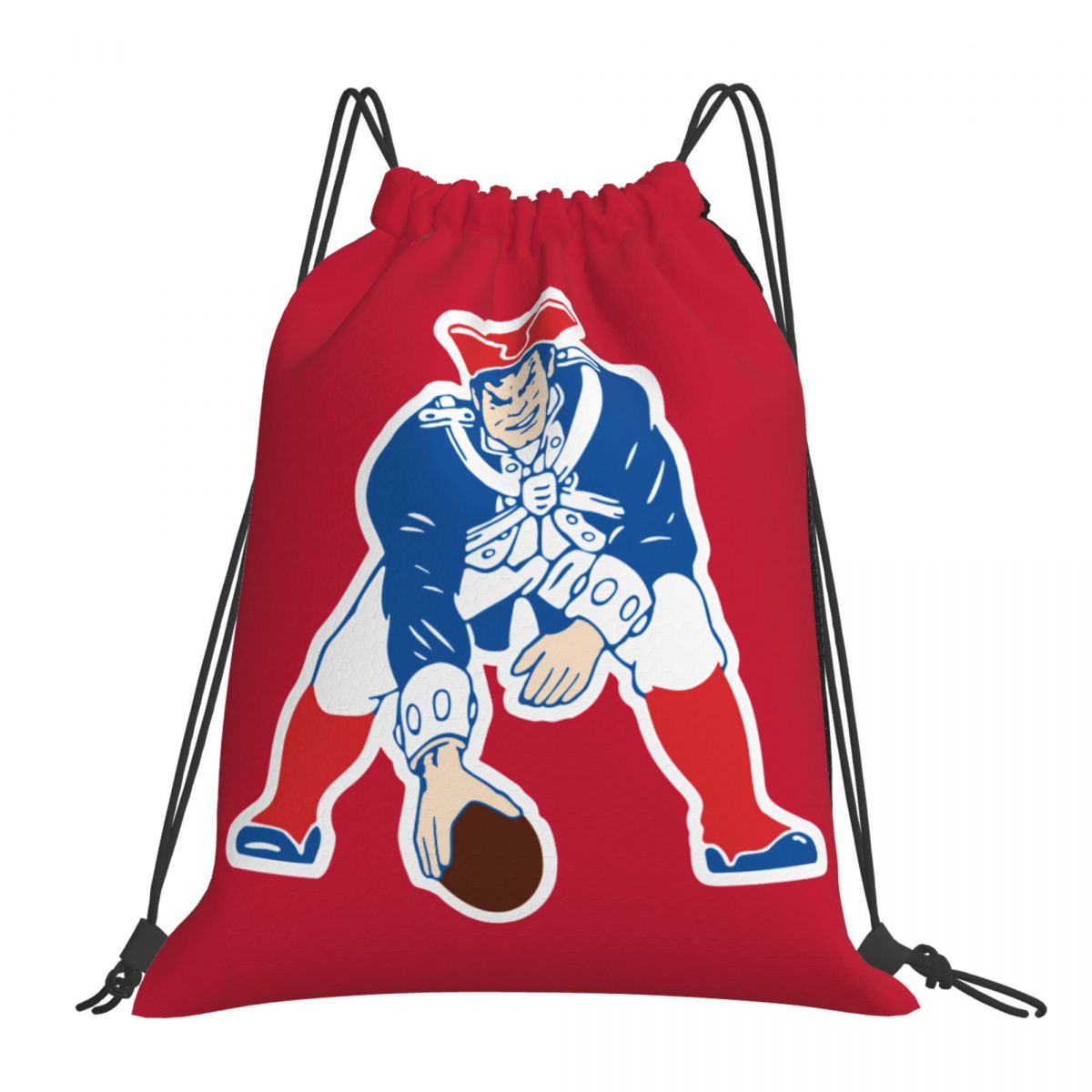 New England Patriots Pat Patriot Logo Unisex Drawstring Backpack Bag Travel Sackpack
