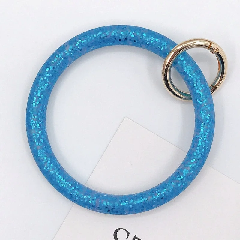 Dvacaman Hot Sale Big O Shaped Silicone Loop Wrist Key Ring Keychain with Gold O Clasp Round Key Wrist Strap Accessory Wholesale