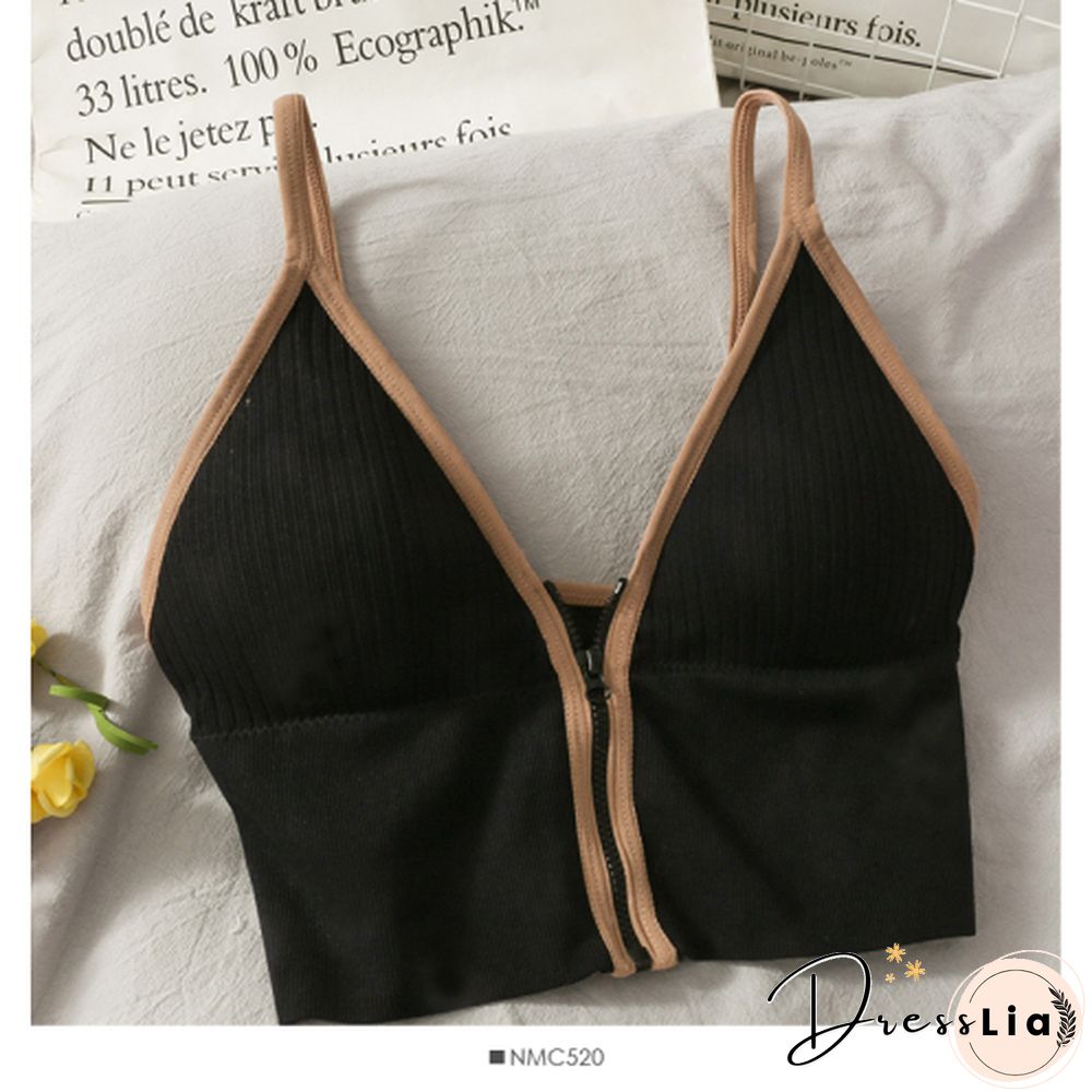 Korean Crop Tops Slim Fit Spaghetti Strap Tanke Top Women Built In Bra Off Shoulder Versatile Striped Camisole Sleeveless Ins