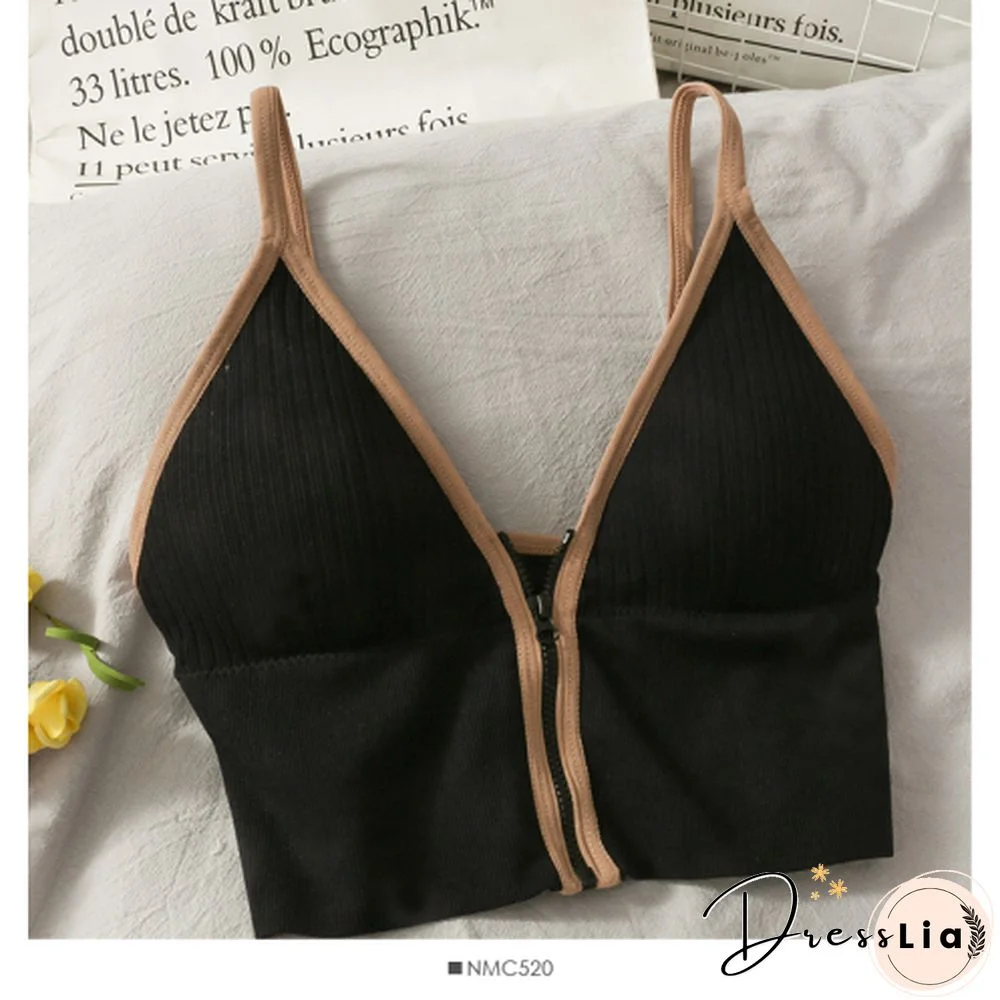 Korean Crop Tops Slim Fit Spaghetti Strap Tanke Top Women Built In Bra Off Shoulder Versatile Striped Camisole Sleeveless Ins