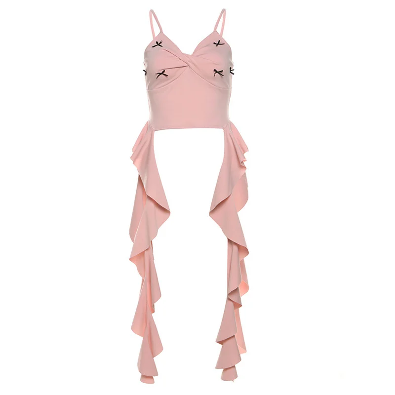 Toloer Toloer Summer New Women's Sweet And Spicy Department Youth Beautiful Girl Sling Wave Edge Small Vest-Outfit Ideas
