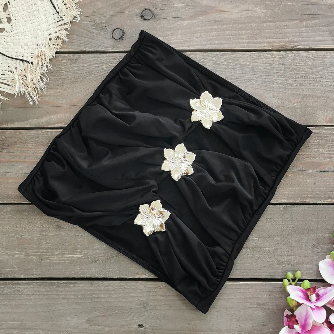 Uveng Solid-Colored Swimsuit Women's 2025 New Short Dress Two Sets Of Hollow Breast Swimsuit Swimsuit