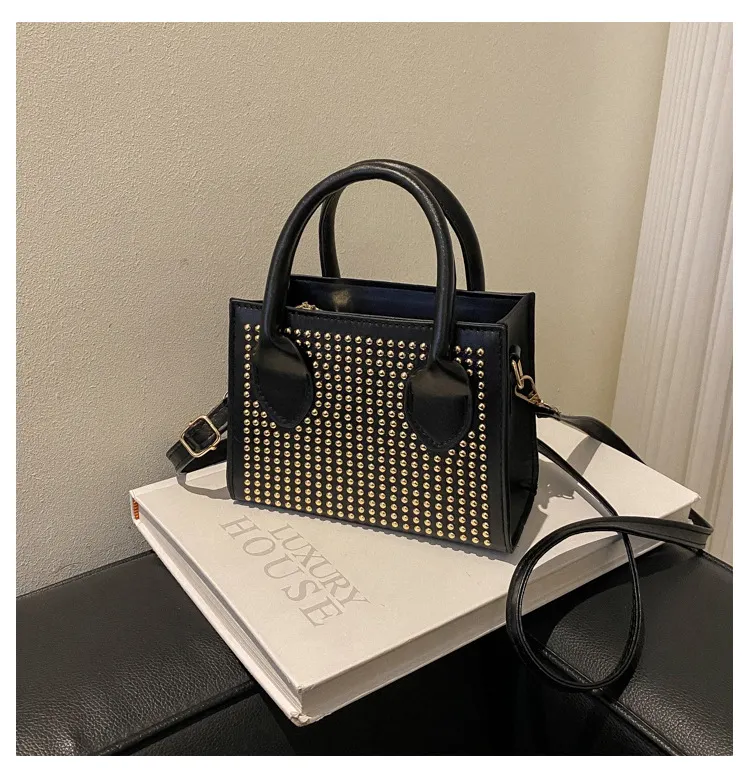 Women simple bright diamond inlaid bag Trendy portable shoulder crossbody bag