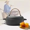 Cast Iron Roasted Sweet Potato Pan W/Lid Garlic Roaster for Picnic Camping Patio