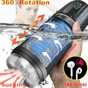 Automated Male Masturbator - Hands-Free Stroker with 9 Thrusting & Rotating Modes, LED Display Cup for Penis Stimulation, Electric Pocket Sex Toy for Men FA38327