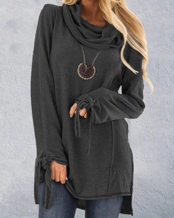 Casual Cowl Neck Plus Size Shirt