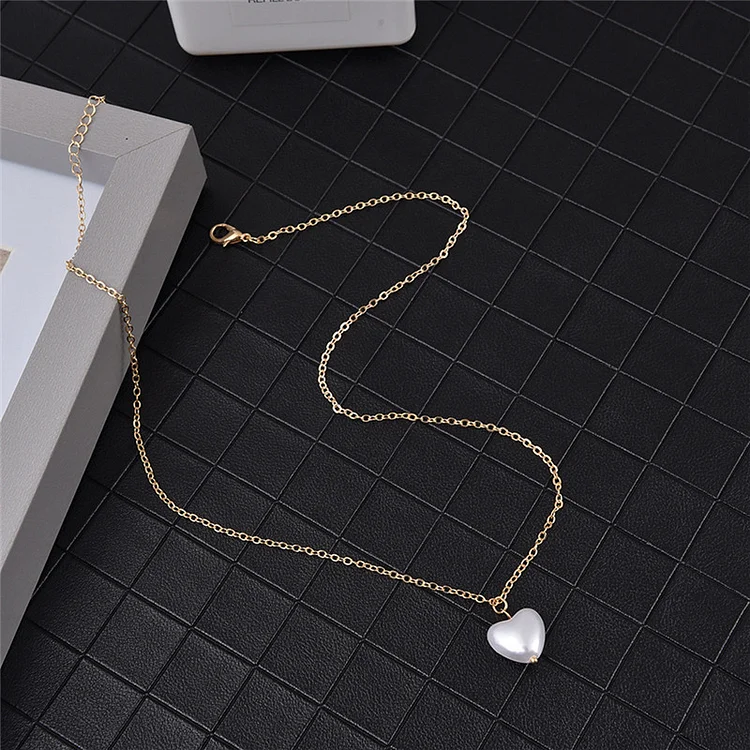 Gitjava New Arrival 2025 Fashion Sweet Girls Elegant Pearl Heart Pearl Necklace For Women Students Party Choker Jewelry Gifts