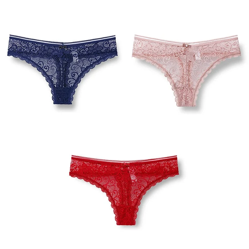 3pcs Woman Panties Sexy Lace Underwear For Women Lingerie Lady Lace T-back Female Thongs Wholesale Sexy Underpants For Women