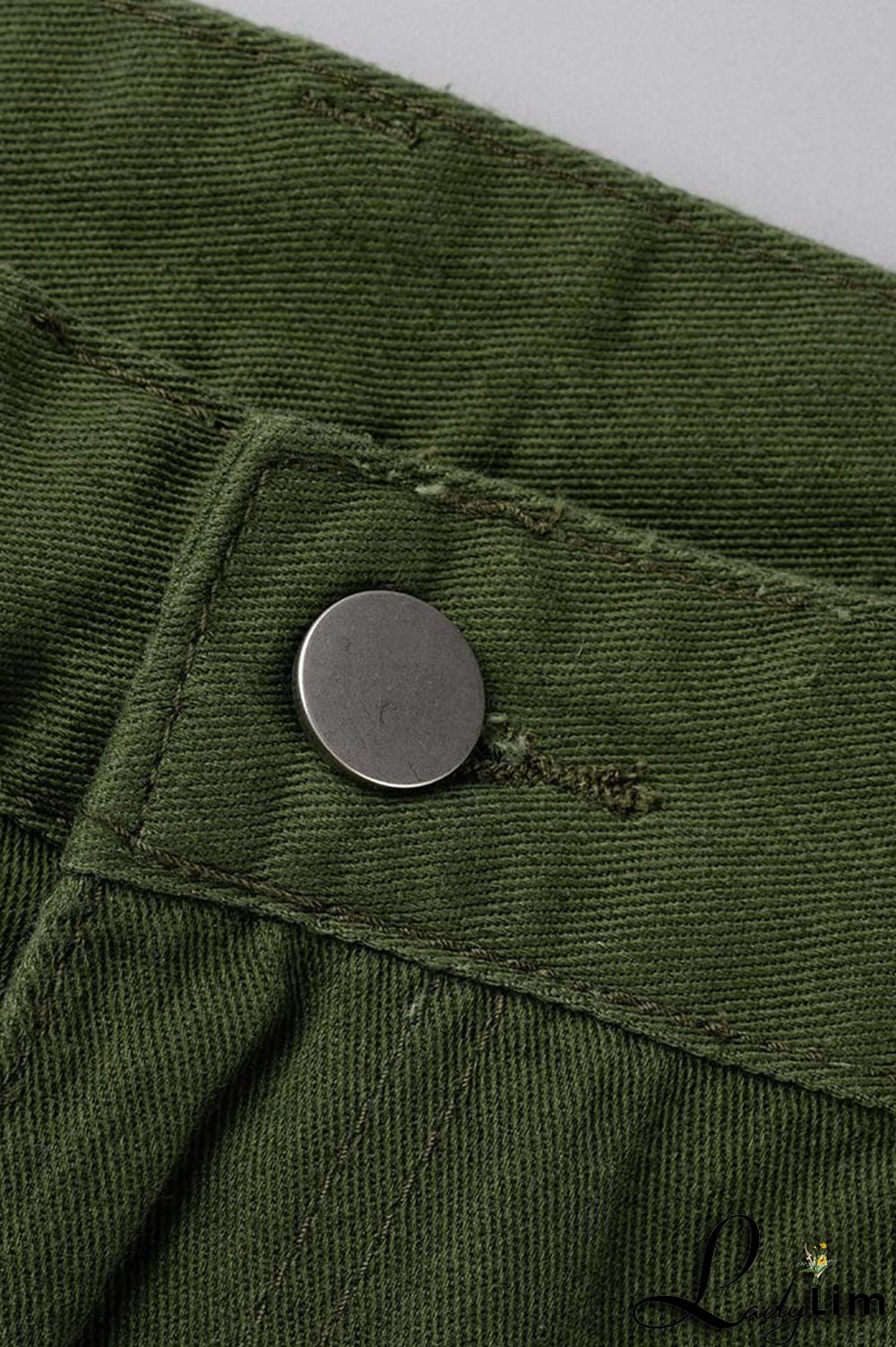 Green Street Solid Patchwork Pocket High Waist Straight Solid Color Bottoms