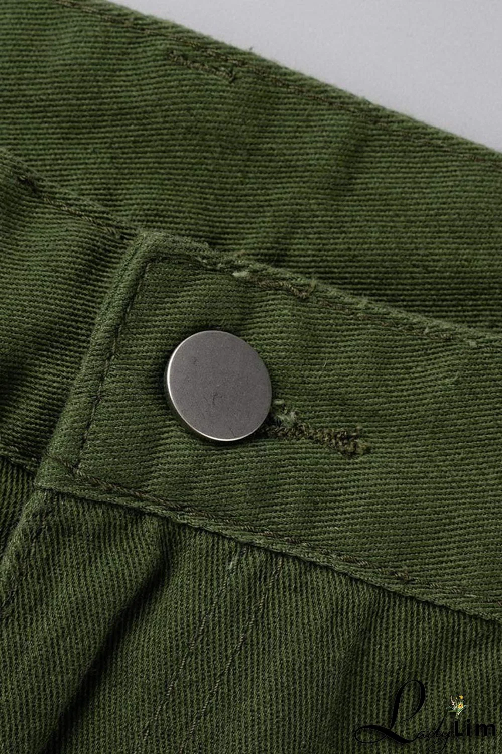 Green Street Solid Patchwork Pocket High Waist Straight Solid Color Bottoms