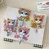 (US Local)6pcs/set DIY Special-shaped Diamond Painting Wall-mounted Key Hook Kit (Flower Cat)