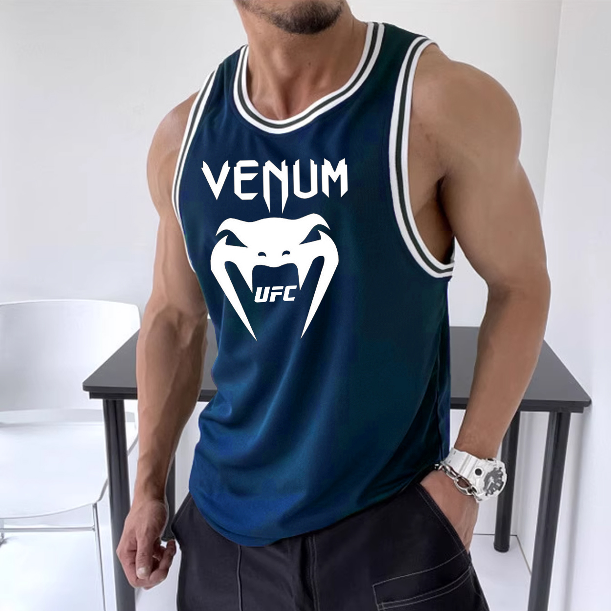 Men's Blue Sports Fitness Casual Sleeveless Vest / TECHWEAR CLUB / Techwear