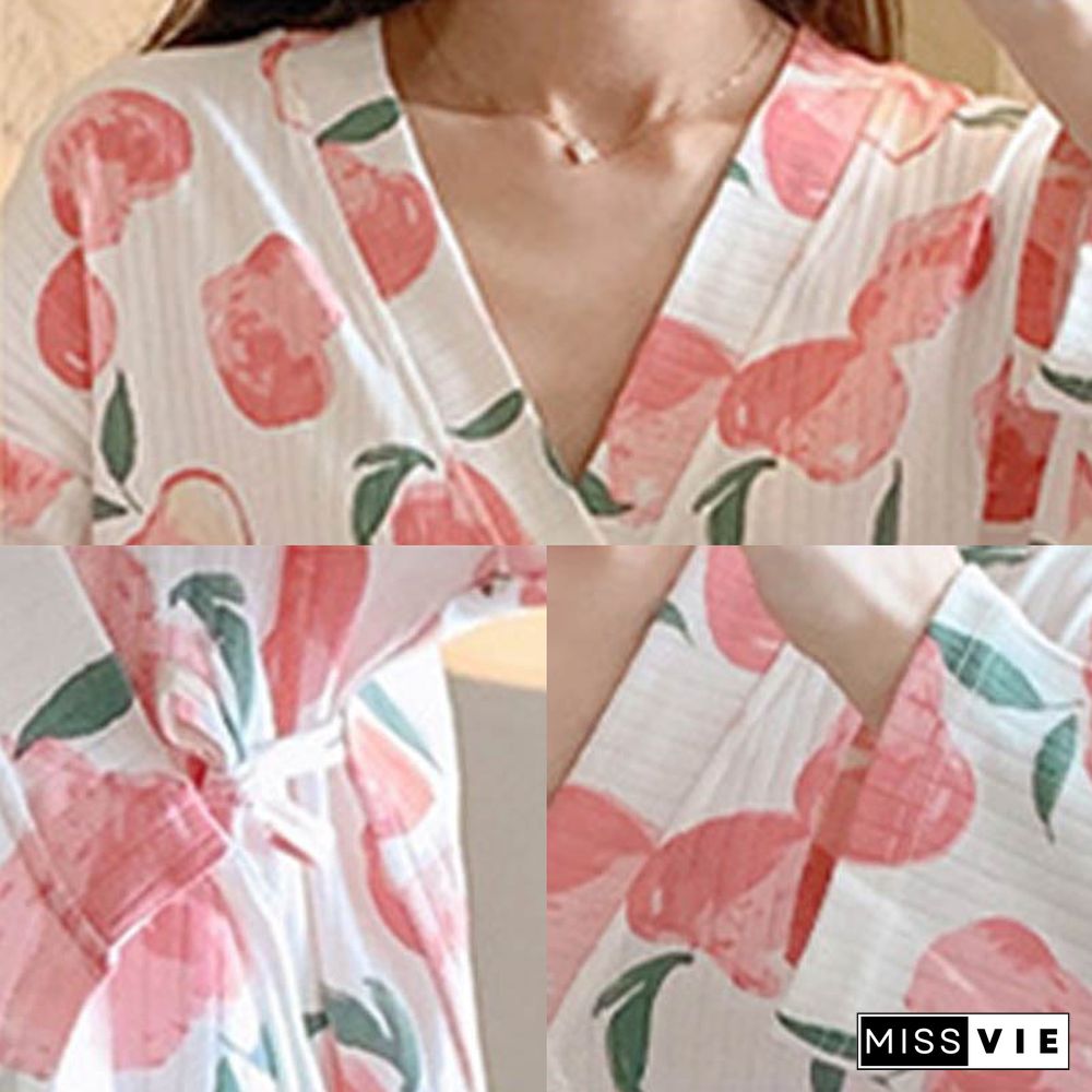 Small Flower Letter Cotton Pajamas Set