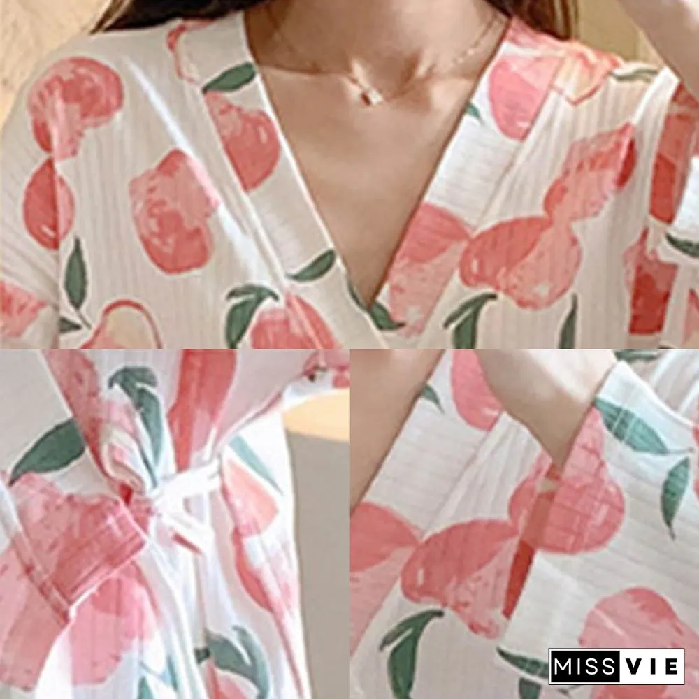 Small Flower Letter Cotton Pajamas Set