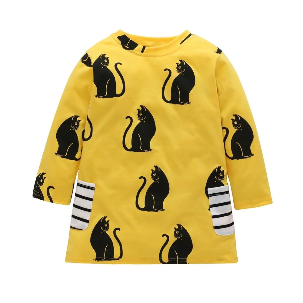 1-7 Years Kids Girl Dress Toddler Baby Long Sleeve Dresses Summer Children Clothing Girls Cotton Princess Dress Kid Tops Outfits