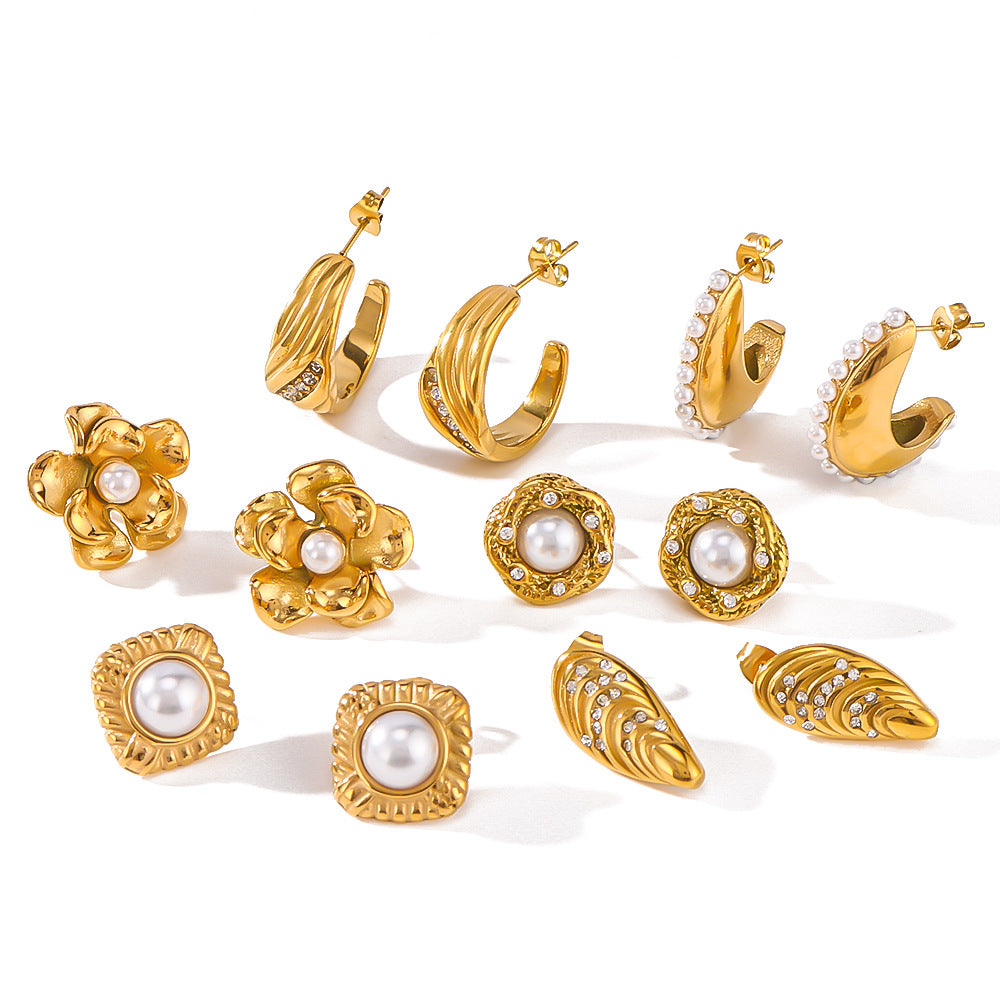 IG Style Petal Geometric Stainless Steel Electroplating Earrings