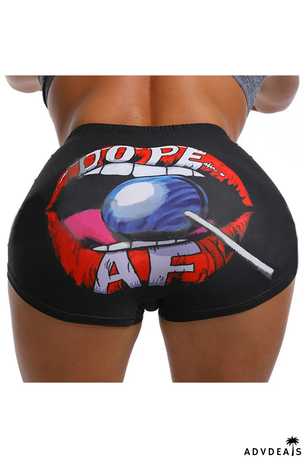 cartoon Milk Silk Elastic Fly High Print Straight shorts Bottoms