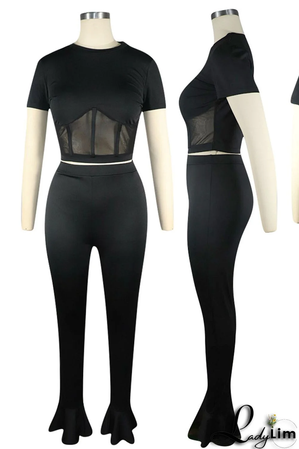 Purple Sexy Solid Patchwork O Neck Short Sleeve Two Pieces