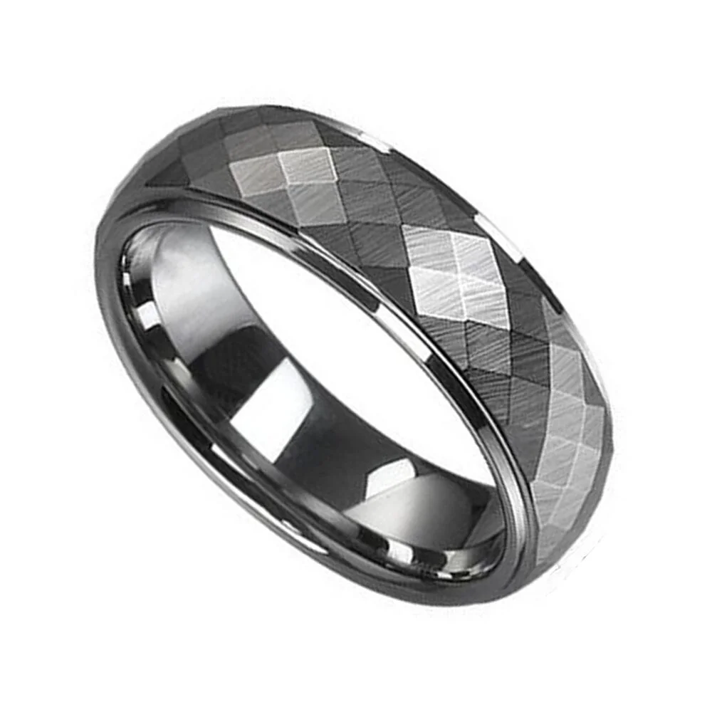6MM 8MM Tungsten Couple Rings Multi Faceted Polished Engagement Wedding