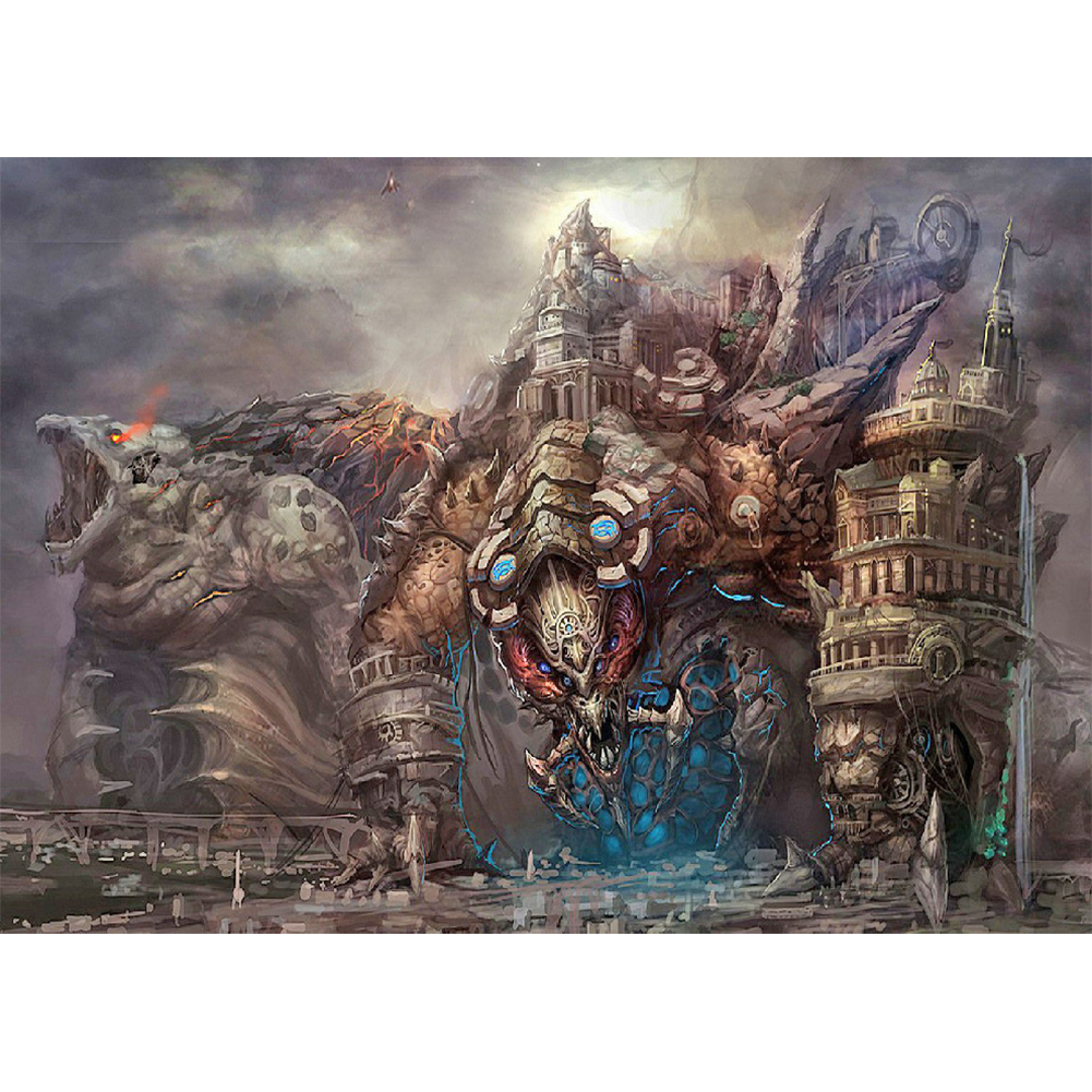 

30*40CM - Round Drill Diamond Painting - Fierce Monster, 501 Original