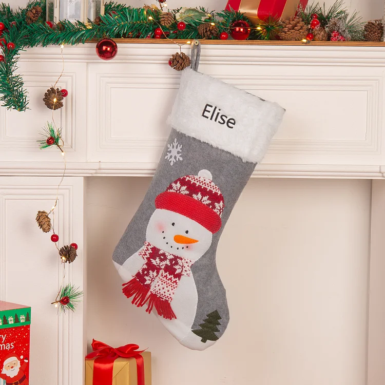 Customized 1 Name Christmas Stockings Ornaments Personalized Christmas Gray Gifts for Family Friends