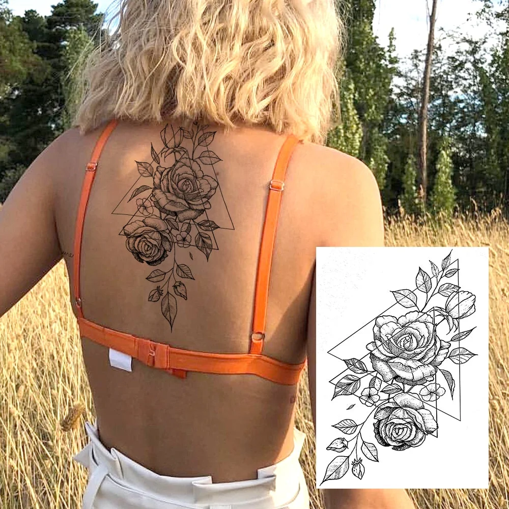 Realistic Sexy Peony Tattoos Temporary Women Adult Flower Arm Tattoos Sticker Waterproof Fake Floral Bloosom Body Leg Art Tatoos