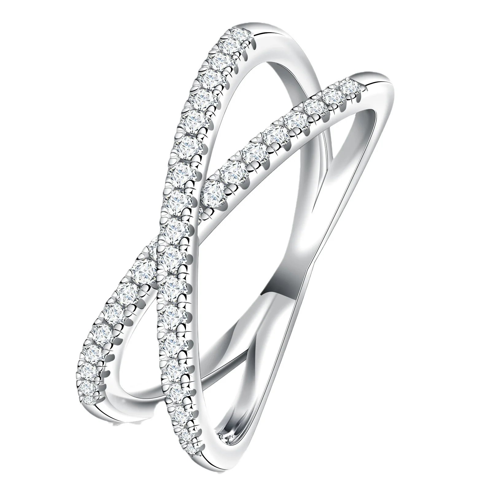 Moissanite Ring for Women D VVS1 S925 Sterling Silver Plated 18K White Gold Promise Rings with GRA Certificate Fashion Band