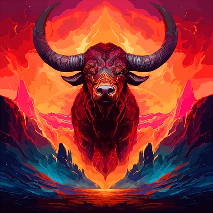 Cow In Flames 30*30CM(Canvas) Full Round Drill Diamond Painting gbfke