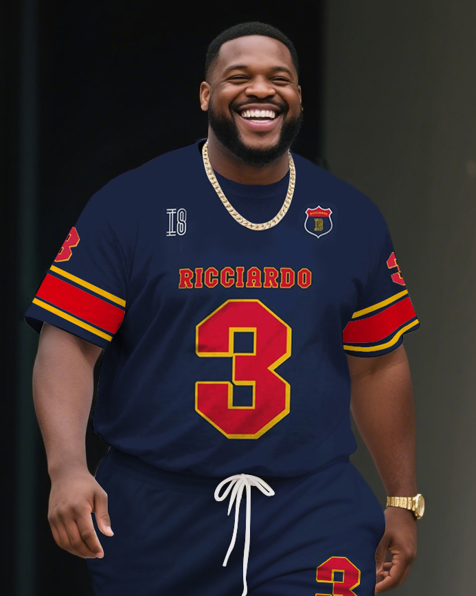 Men's Plus Size Daniel Ricciardo Redbull F1 Football Jersey T-Shirt Shorts Suit