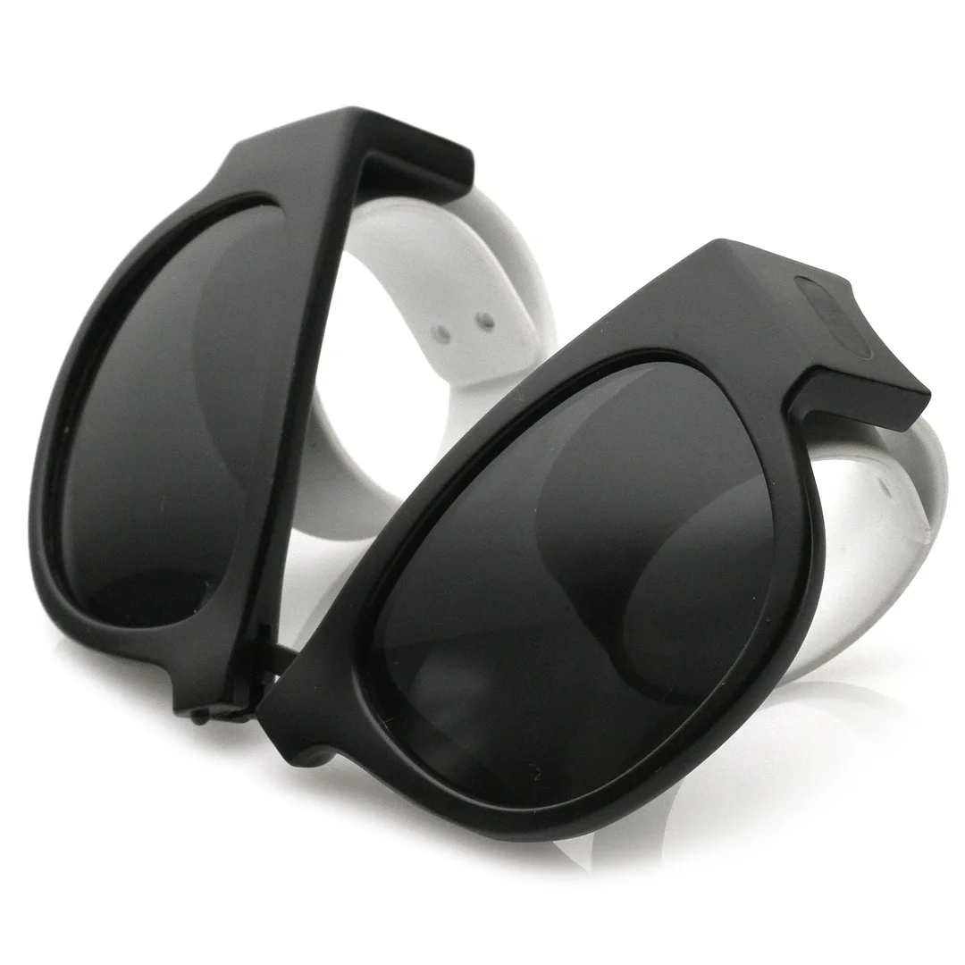 Portable Rubber Snap Arms Square Lens Foldable Horn Rimmed glasses 53mm