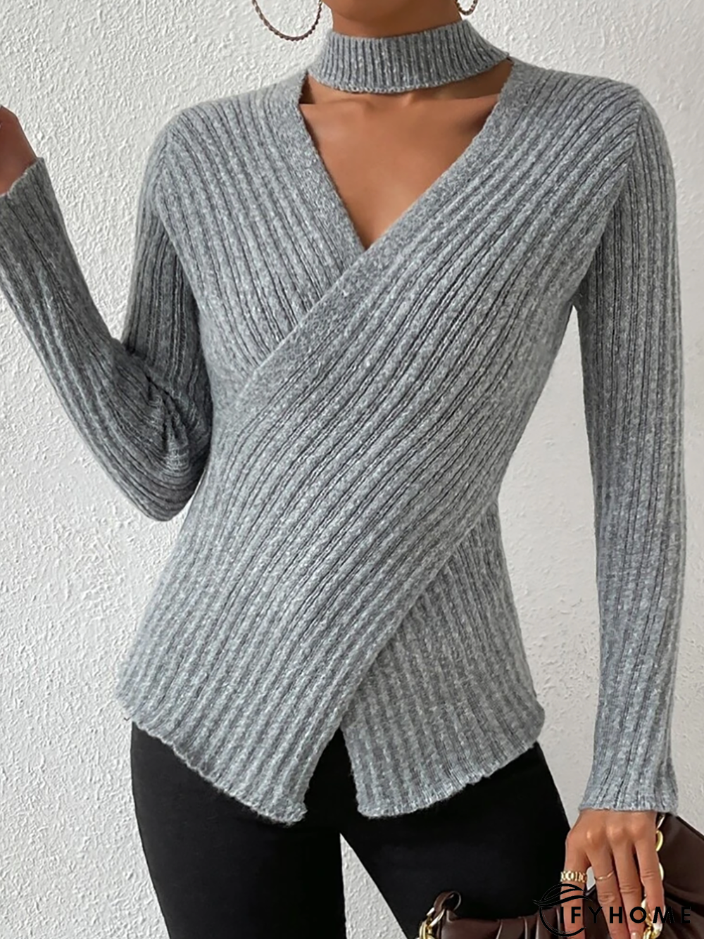 Casual Yarn/Wool Yarn Regular Fit Plain Sweater | IFYHOME