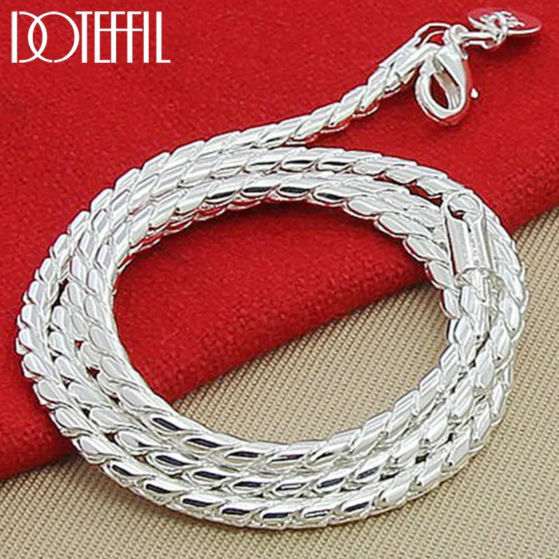 DOTEFFIL 925 Sterling Silver 5mm Snake Chain Necklace Woman Man Fashion Simple 20 Inches Chain Jewelry