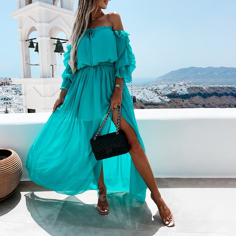 One Word Loose Holiday Style Ruffled Casual Dress