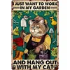 Pastoral Gardener Cat - Metal Tin Signs(12*16Inch) - Animal