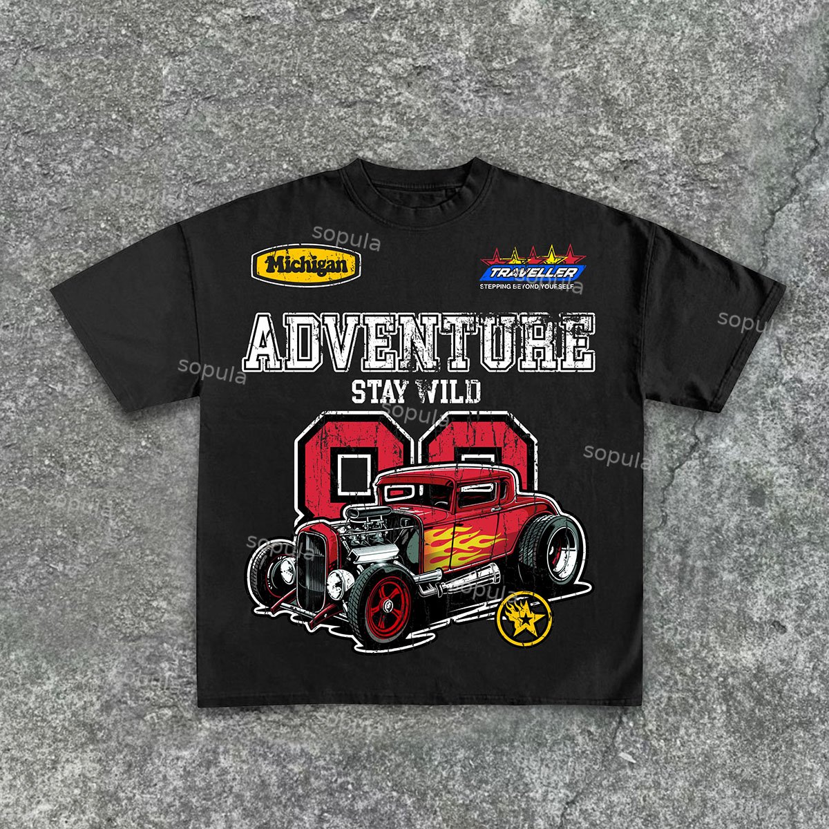 Sopula No 88 Vintage Classic Car Print Cotton T-Shirt - SOPULA